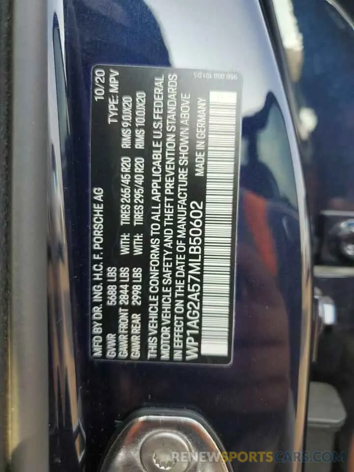 12 Photograph of a damaged car WP1AG2A57MLB50602 PORSCHE MACAN 2021