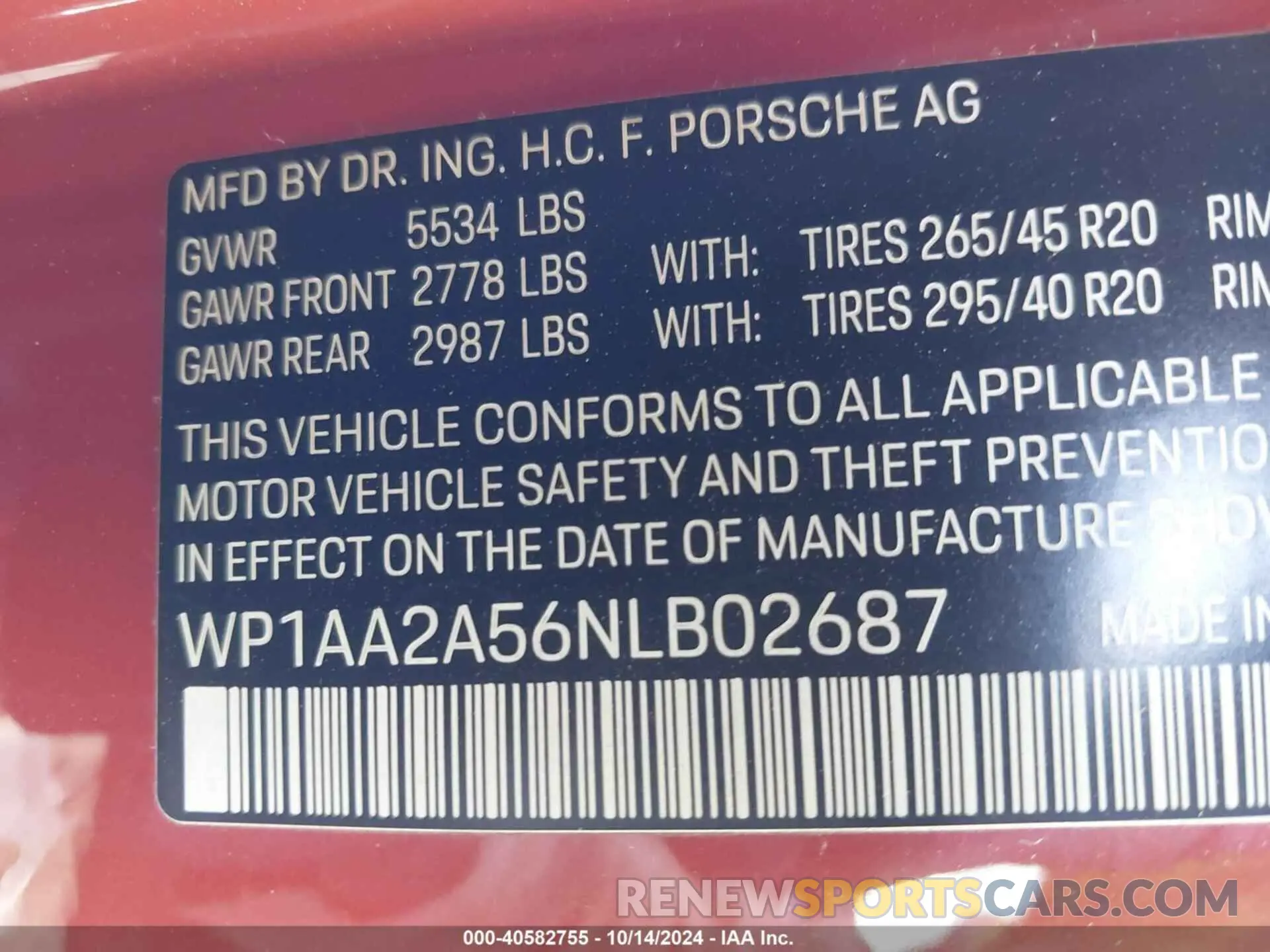 9 Photograph of a damaged car WP1AA2A56NLB02687 PORSCHE MACAN 2022