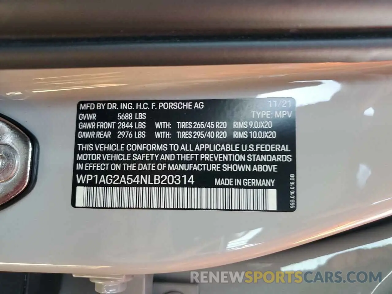 14 Photograph of a damaged car WP1AG2A54NLB20314 PORSCHE MACAN 2022
