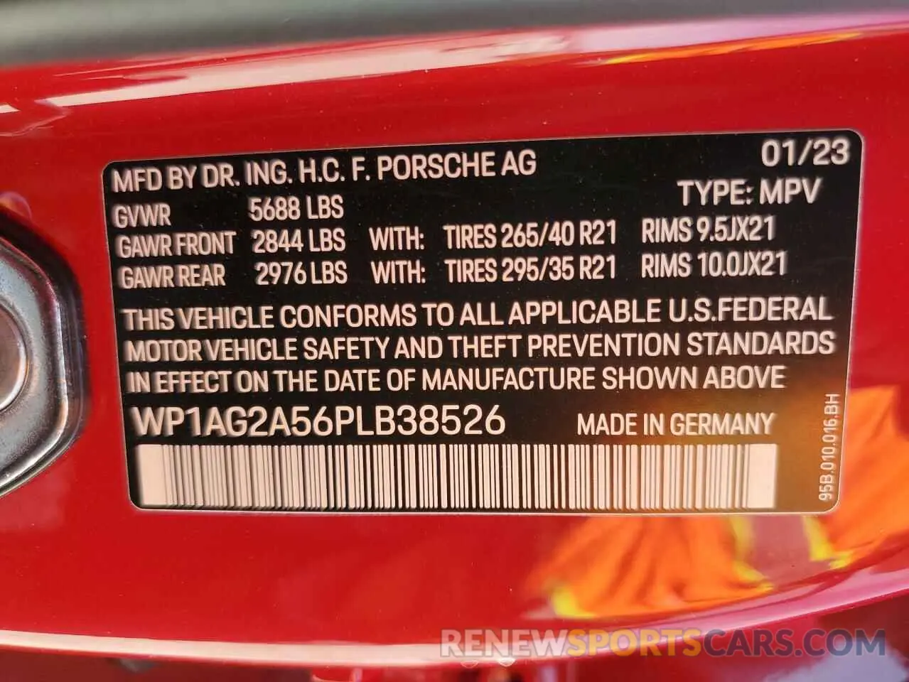 13 Photograph of a damaged car WP1AG2A56PLB38526 PORSCHE MACAN 2023