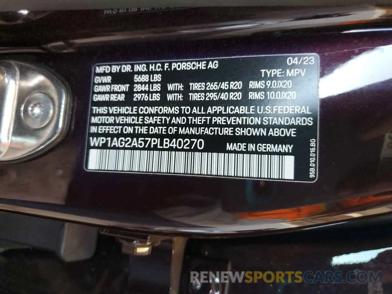 13 Photograph of a damaged car WP1AG2A57PLB40270 PORSCHE MACAN 2023