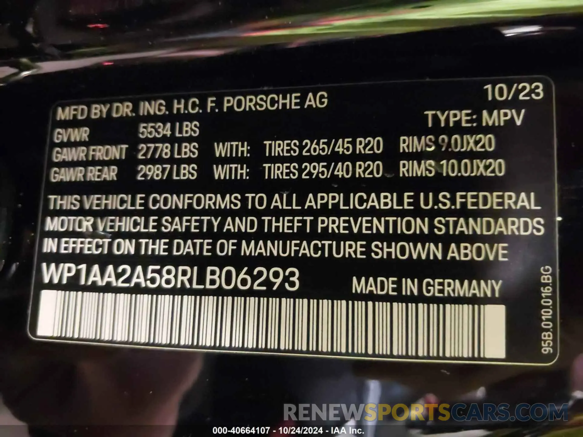 9 Photograph of a damaged car WP1AA2A58RLB06293 PORSCHE MACAN 2024