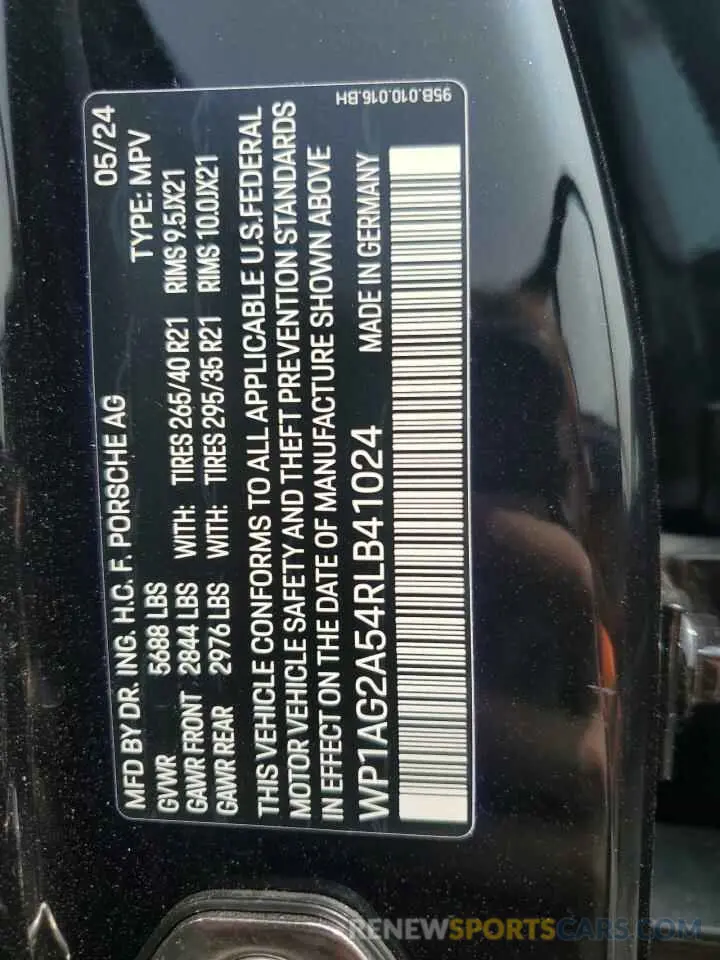 13 Photograph of a damaged car WP1AG2A54RLB41024 PORSCHE MACAN 2024