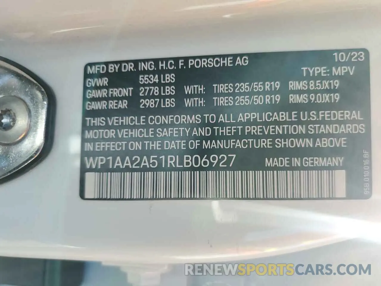 13 Photograph of a damaged car WP1AA2A51RLB06927 PORSCHE MACAN BASE 2024