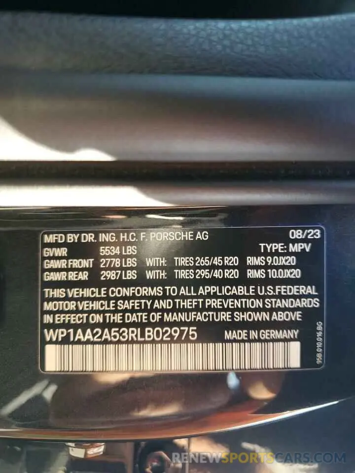 13 Photograph of a damaged car WP1AA2A53RLB02975 PORSCHE MACAN BASE 2024