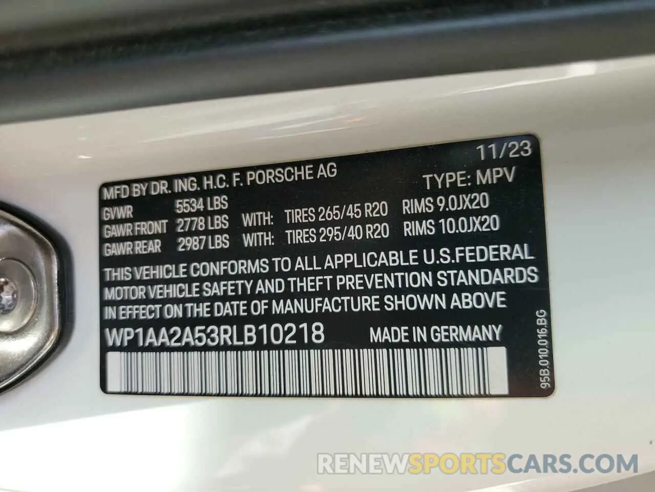 13 Photograph of a damaged car WP1AA2A53RLB10218 PORSCHE MACAN BASE 2024