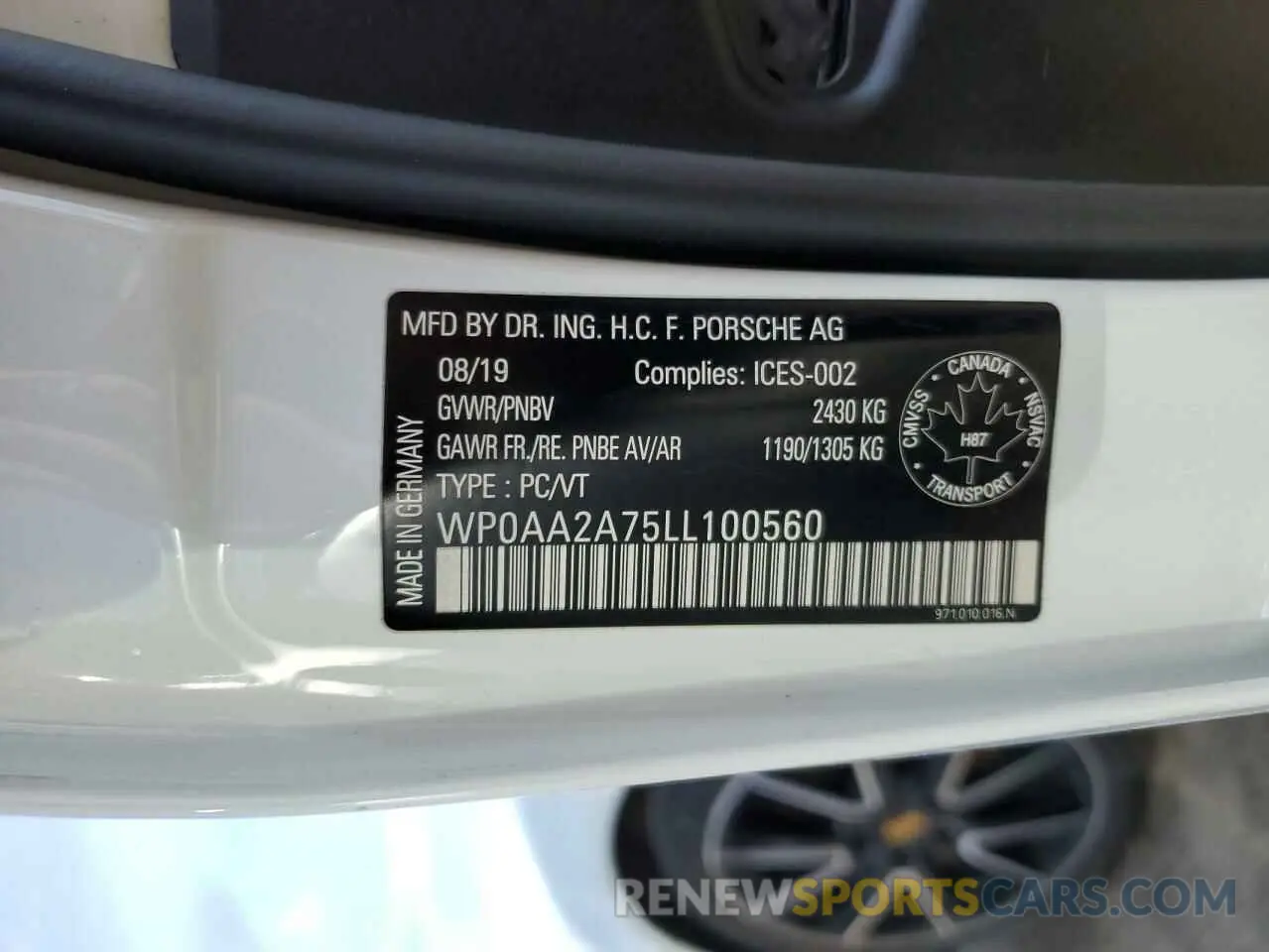 12 Photograph of a damaged car WP0AA2A75LL100560 PORSCHE PANAMERA 2020