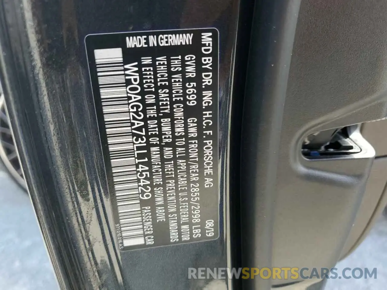 13 Photograph of a damaged car WP0AG2A73LL145429 PORSCHE PANAMERA 2020