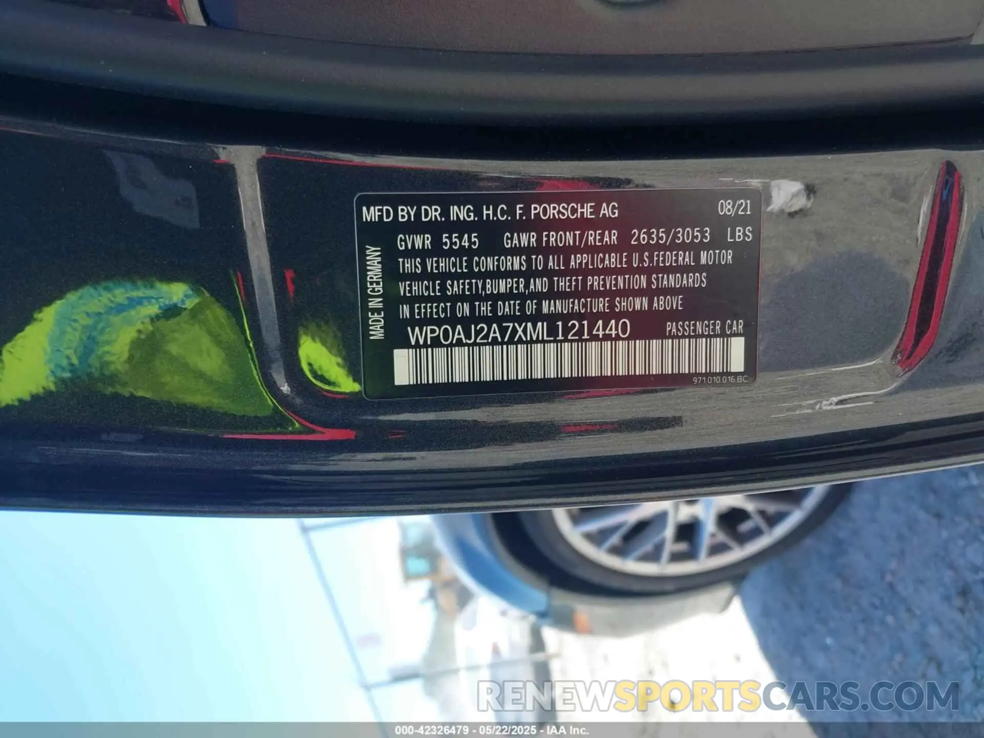 9 Photograph of a damaged car WP0AJ2A7XML121440 PORSCHE PANAMERA 2021