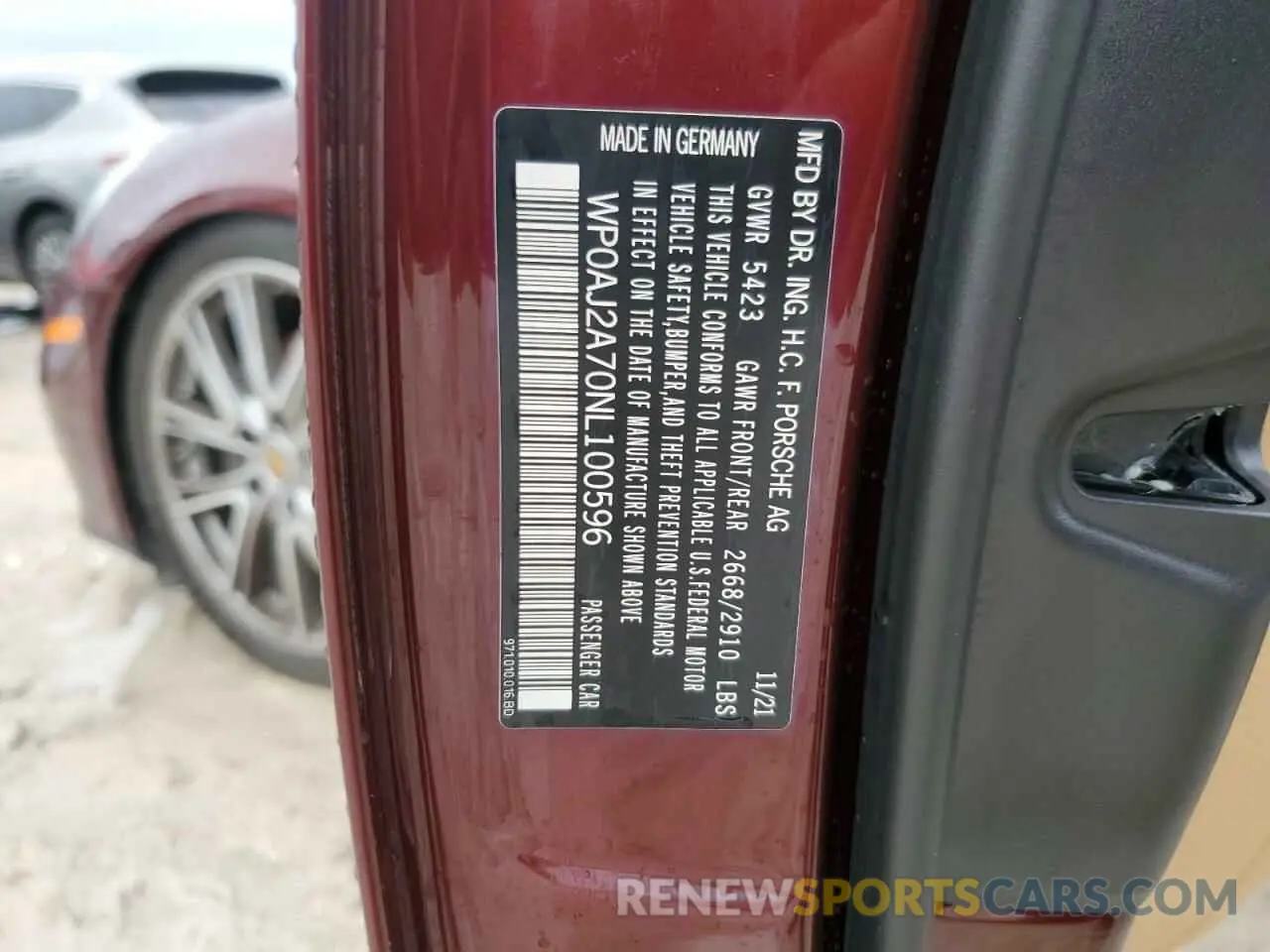 12 Photograph of a damaged car WP0AJ2A70NL100596 PORSCHE PANAMERA 2022