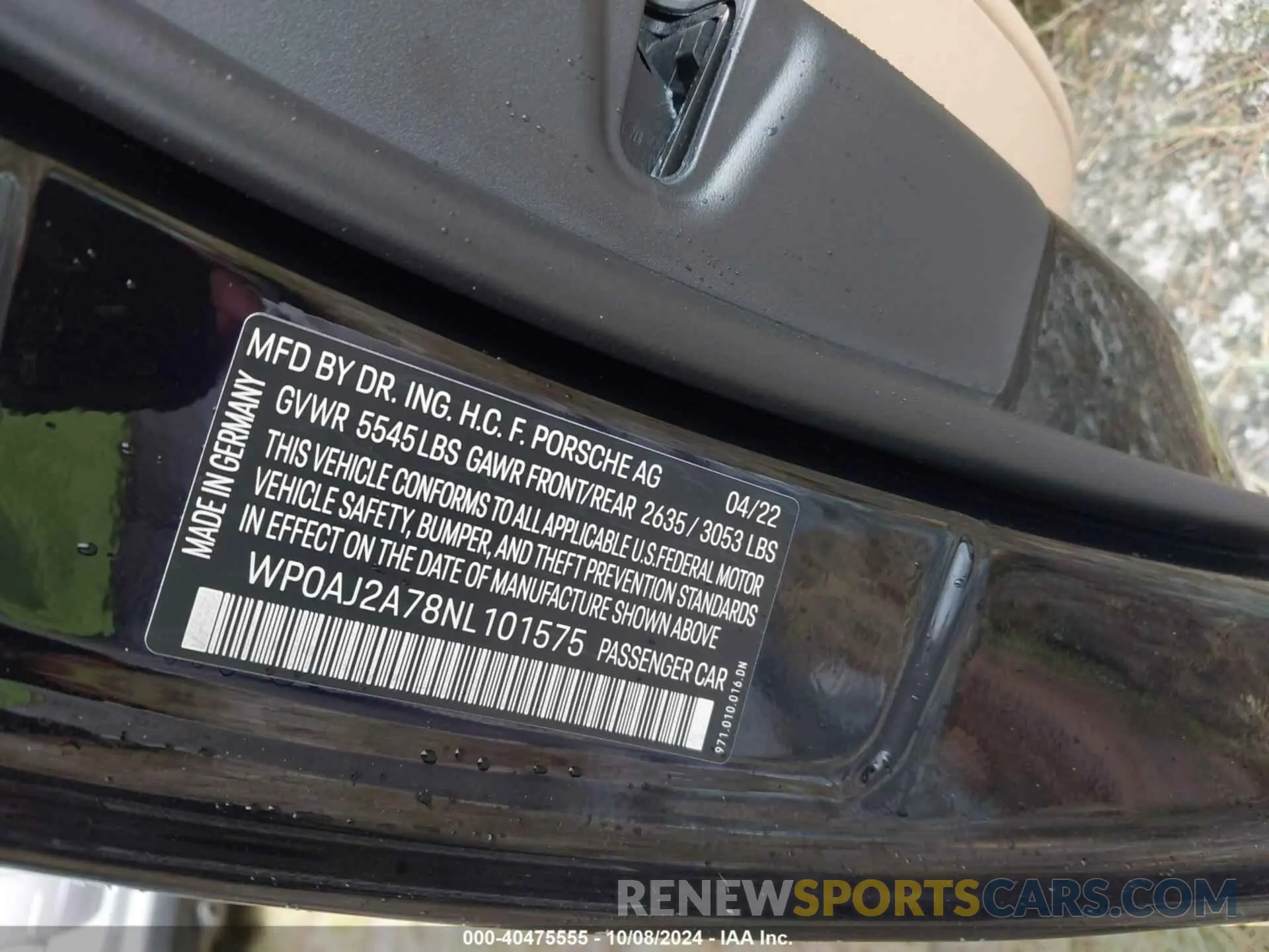 9 Photograph of a damaged car WP0AJ2A78NL101575 PORSCHE PANAMERA 2022