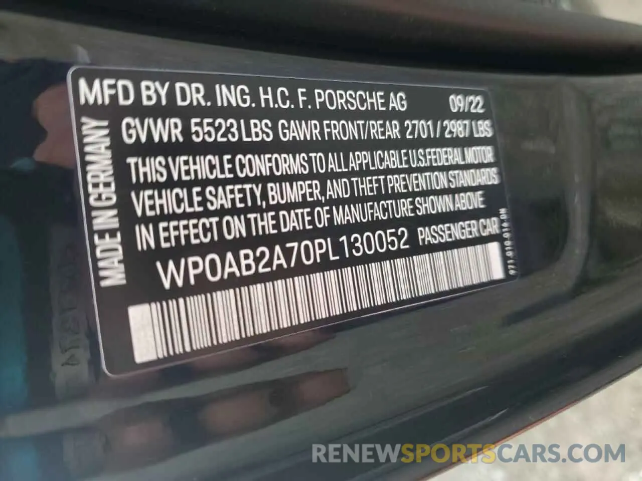 12 Photograph of a damaged car WP0AB2A70PL130052 PORSCHE PANAMERA 2023