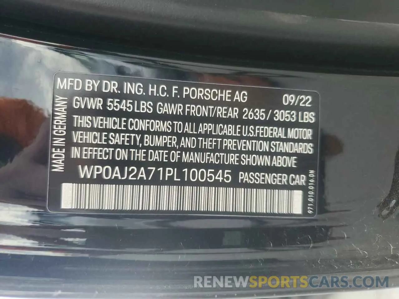 12 Photograph of a damaged car WP0AJ2A71PL100545 PORSCHE PANAMERA 2023