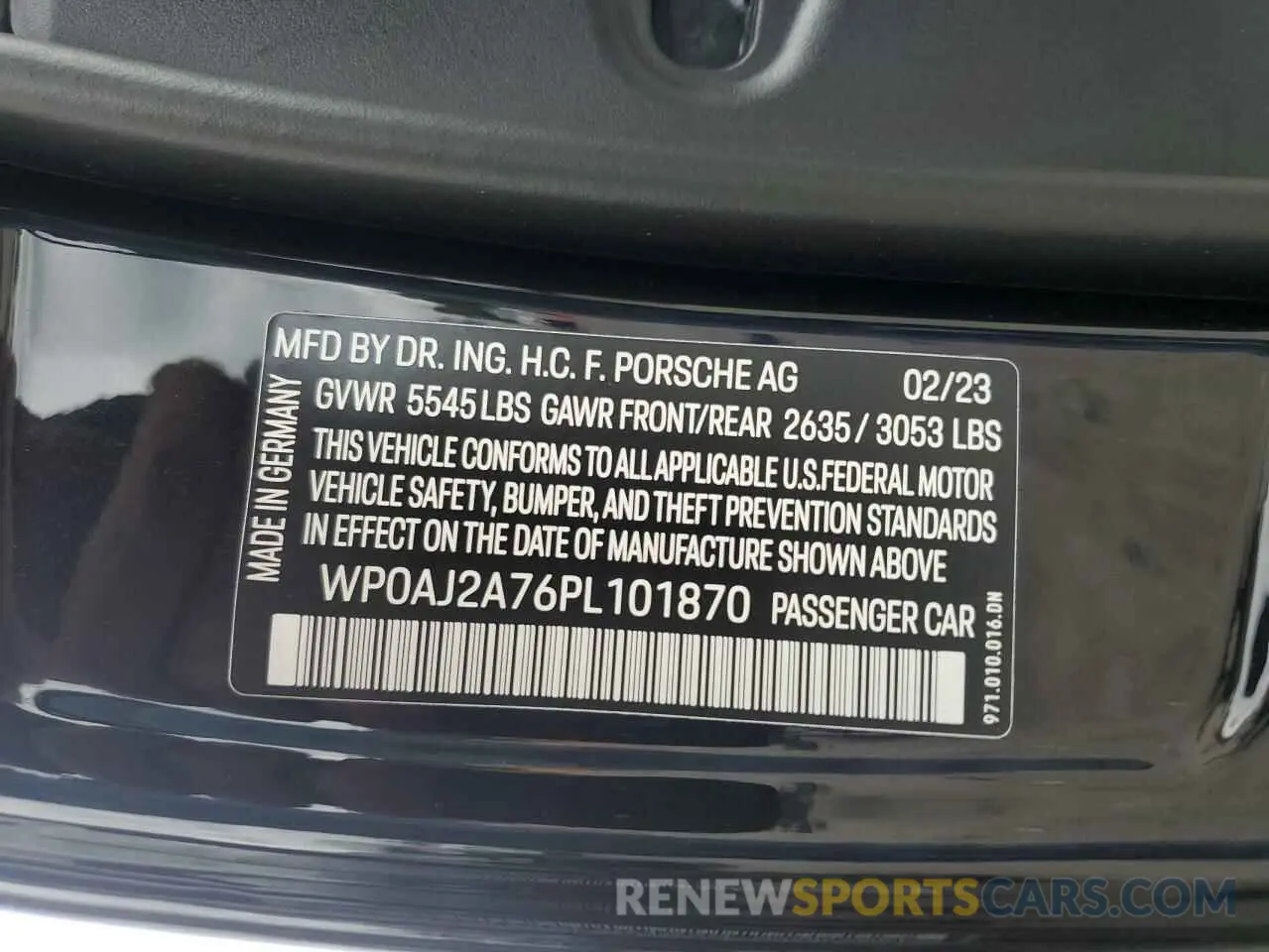 13 Photograph of a damaged car WP0AJ2A76PL101870 PORSCHE PANAMERA 2023