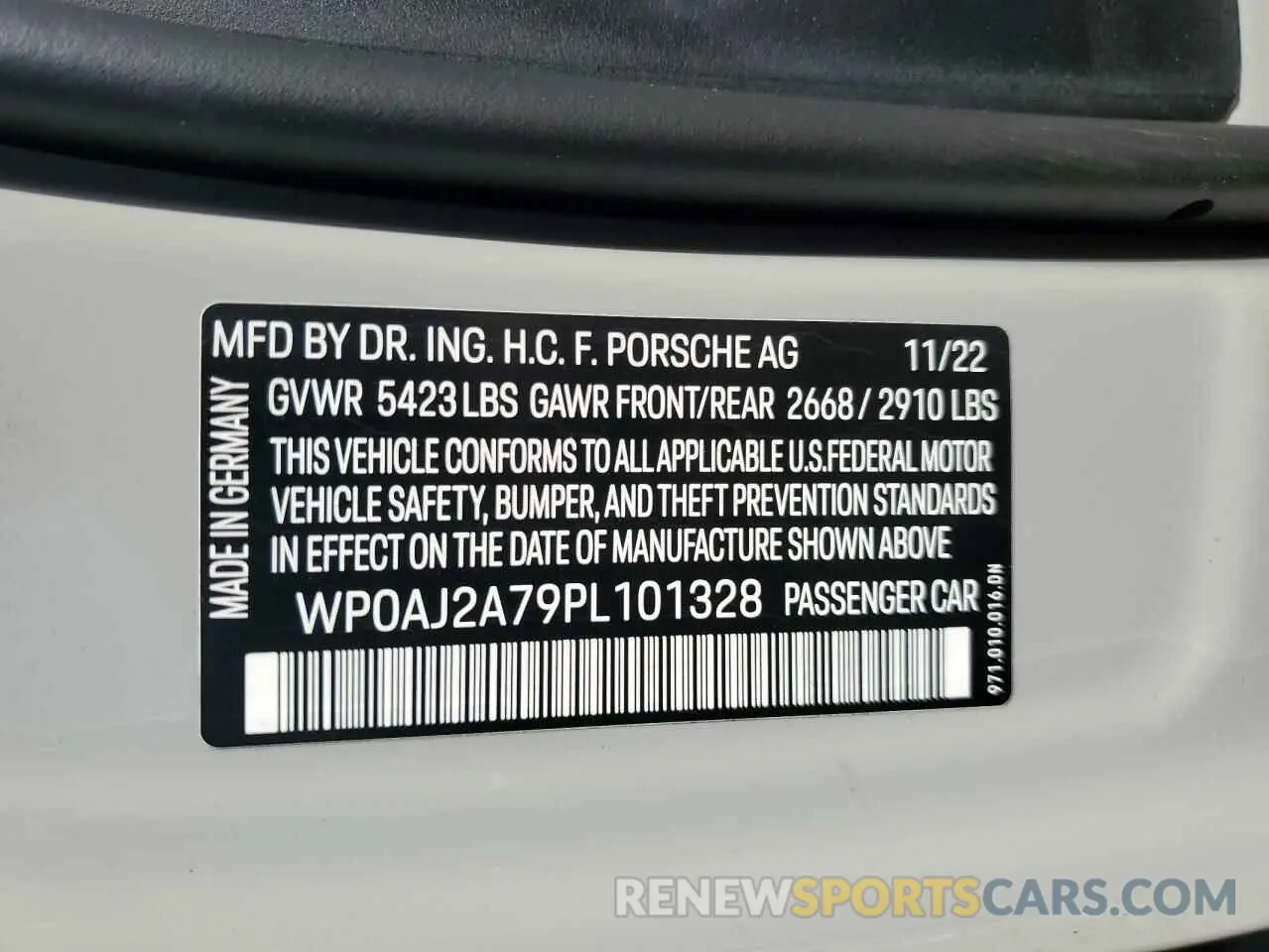 12 Photograph of a damaged car WP0AJ2A79PL101328 PORSCHE PANAMERA 2023