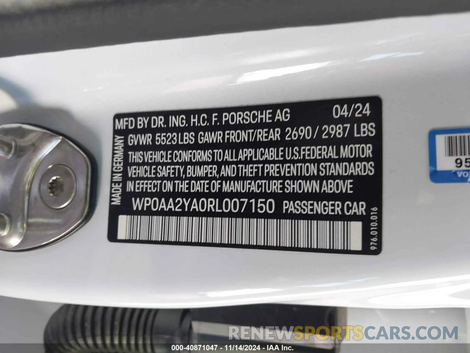 9 Photograph of a damaged car WP0AA2YA0RL007150 PORSCHE PANAMERA 2024