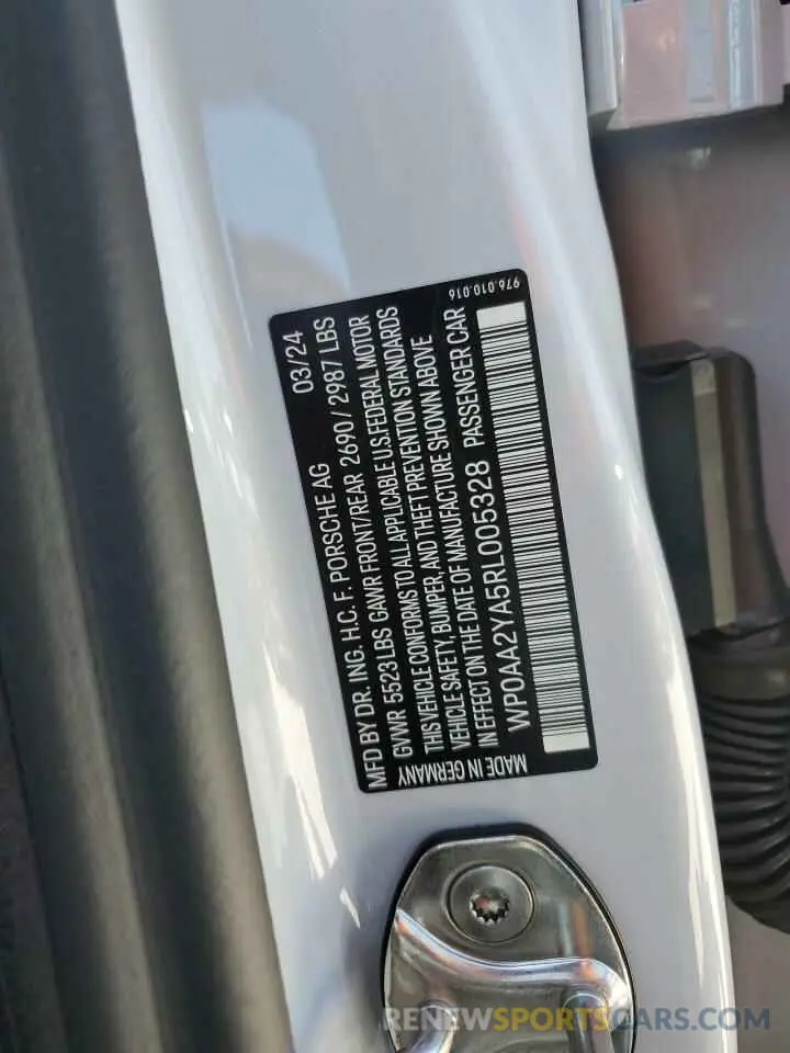 12 Photograph of a damaged car WP0AA2YA5RL005328 PORSCHE PANAMERA 2024