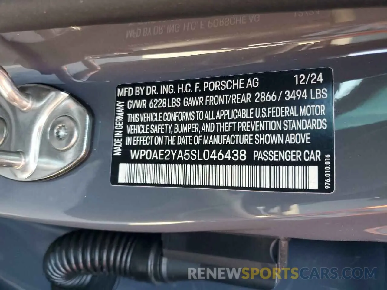 12 Photograph of a damaged car WP0AE2YA5SL046438 PORSCHE PANAMERA 2025