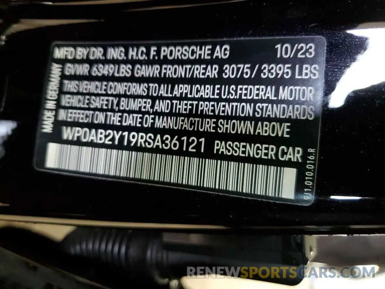 13 Photograph of a damaged car WP0AB2Y19RSA36121 PORSCHE TAYCAN 2024