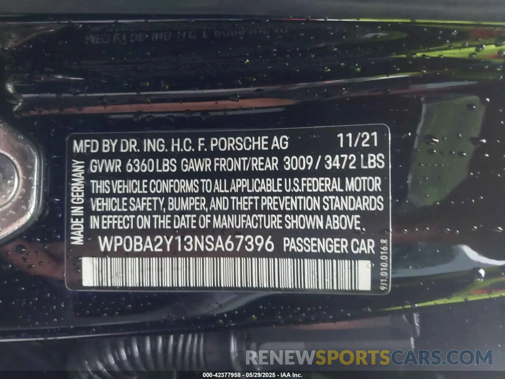 9 Photograph of a damaged car WP0BA2Y13NSA67396 PORSCHE TAYCAN CROSS TURISMO 2022