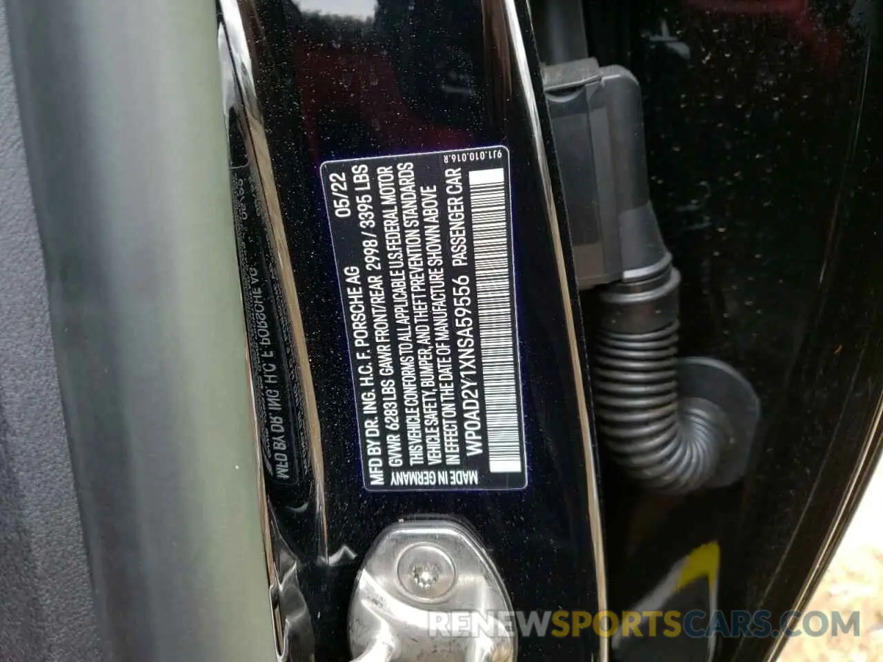 13 Photograph of a damaged car WP0AD2Y1XNSA59556 PORSCHE TAYCAN GTS 2022