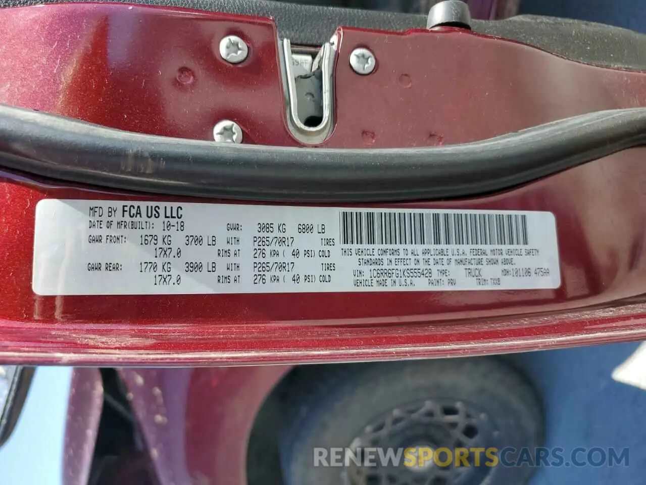 15 Photograph of a damaged car 1C6RR6FG1KS555428 RAM 1500 2019