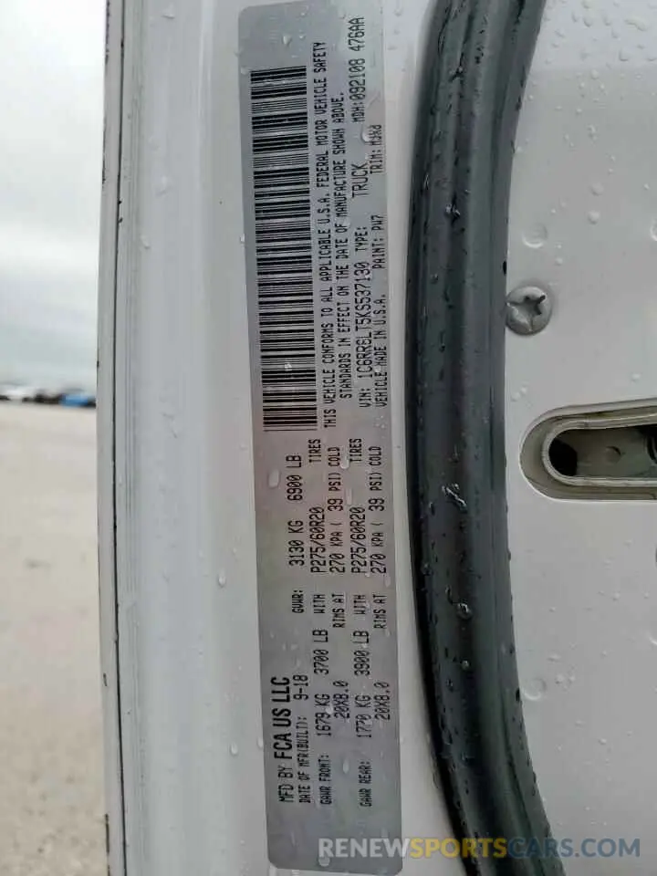 12 Photograph of a damaged car 1C6RR6LT5KS537130 RAM 1500 2019