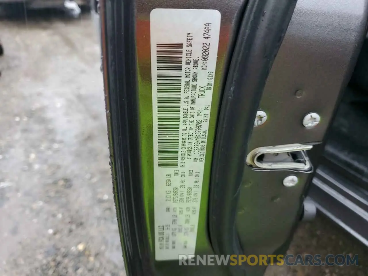 13 Photograph of a damaged car 1C6RR6NM0KS709702 RAM 1500 2019