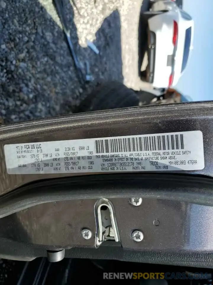 13 Photograph of a damaged car 1C6RR6TT2KS512170 RAM 1500 2019