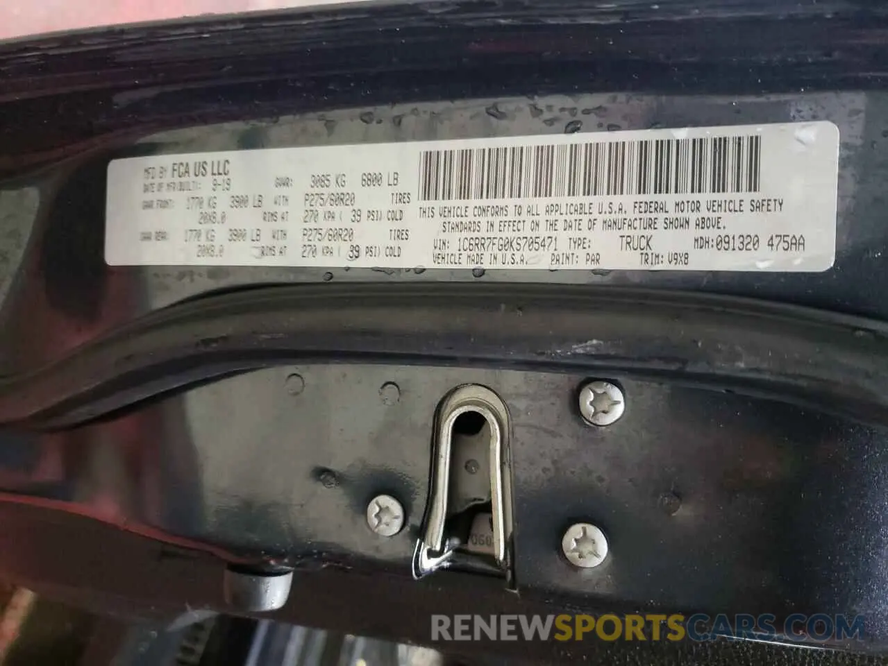 12 Photograph of a damaged car 1C6RR7FG0KS705471 RAM 1500 2019