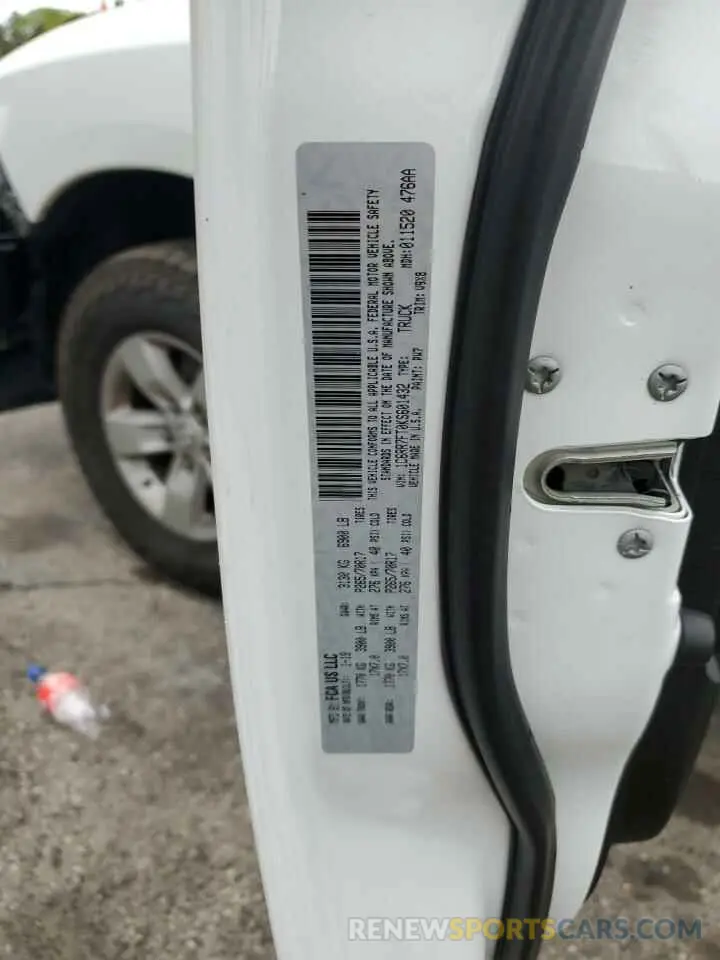 12 Photograph of a damaged car 1C6RR7FT0KS601432 RAM 1500 2019
