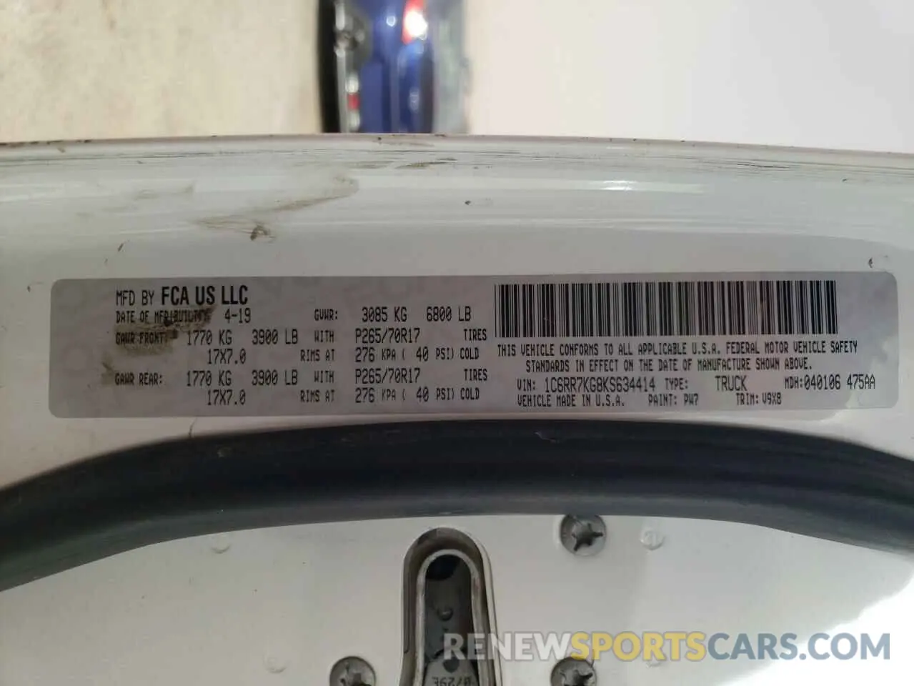 12 Photograph of a damaged car 1C6RR7KG8KS634414 RAM 1500 2019
