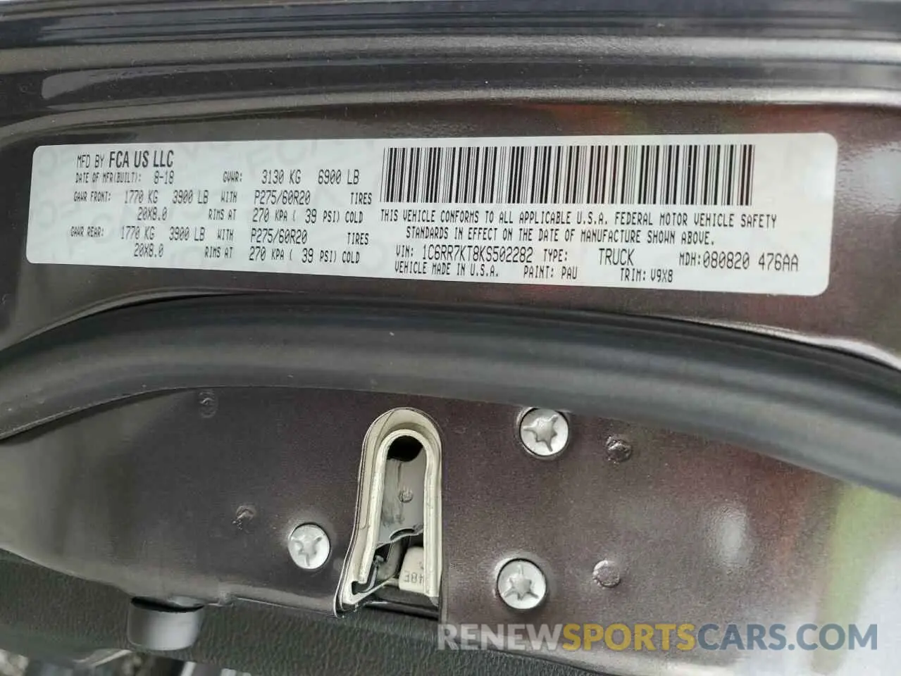 12 Photograph of a damaged car 1C6RR7KT8KS502282 RAM 1500 2019