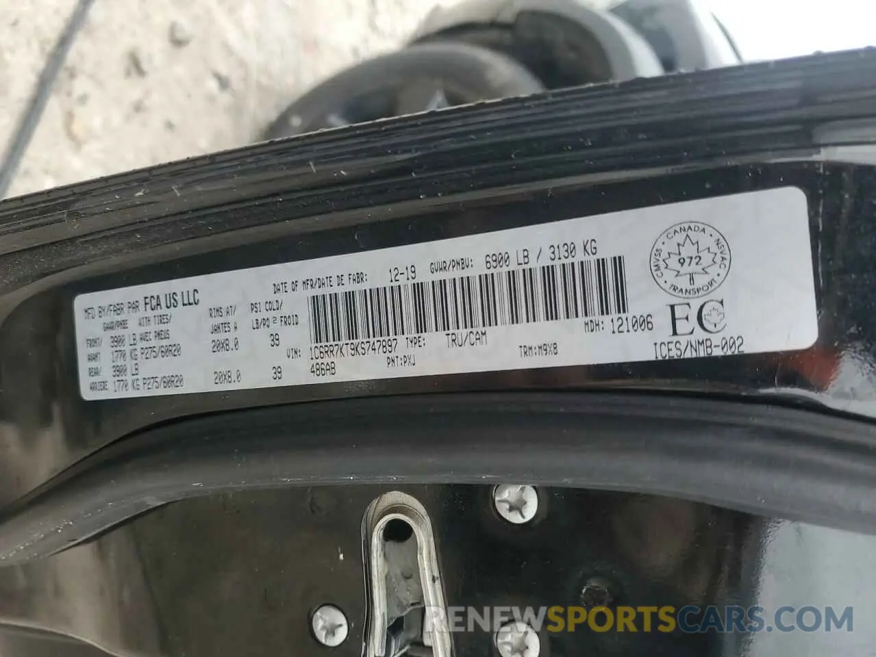 12 Photograph of a damaged car 1C6RR7KT9KS747897 RAM 1500 2019