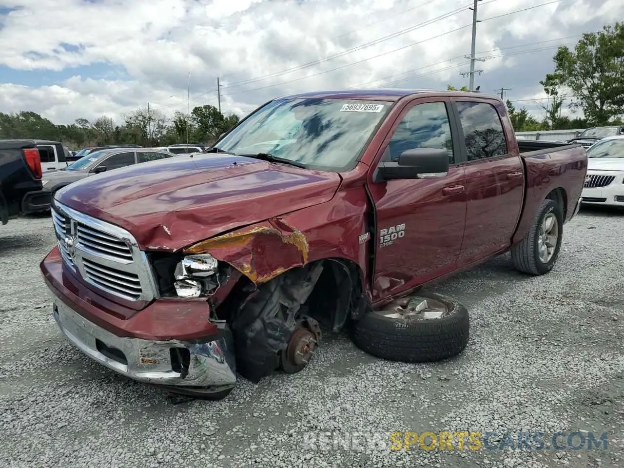 1 Photograph of a damaged car 1C6RR7LT1KS560197 RAM 1500 2019