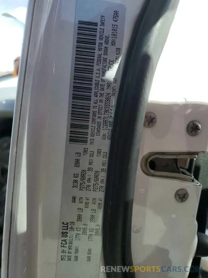 13 Photograph of a damaged car 1C6RR7LT9KS559024 RAM 1500 2019