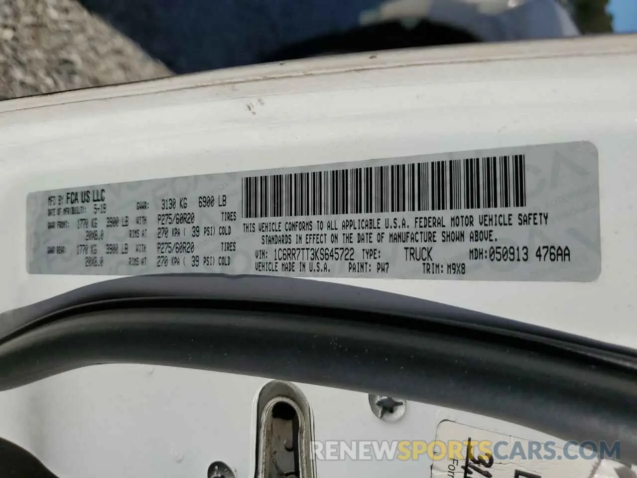 12 Photograph of a damaged car 1C6RR7TT3KS645722 RAM 1500 2019