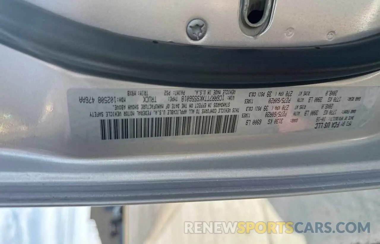 10 Photograph of a damaged car 1C6RR7TTXKS556018 RAM 1500 2019