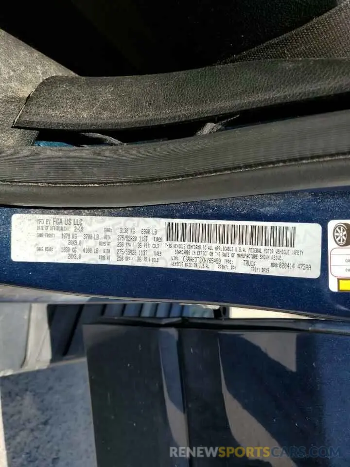 14 Photograph of a damaged car 1C6RREDT8KN769499 RAM 1500 2019