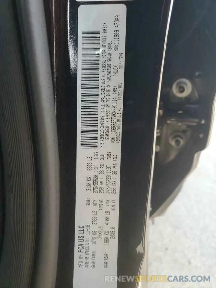 12 Photograph of a damaged car 1C6RREFT0KN701114 RAM 1500 2019