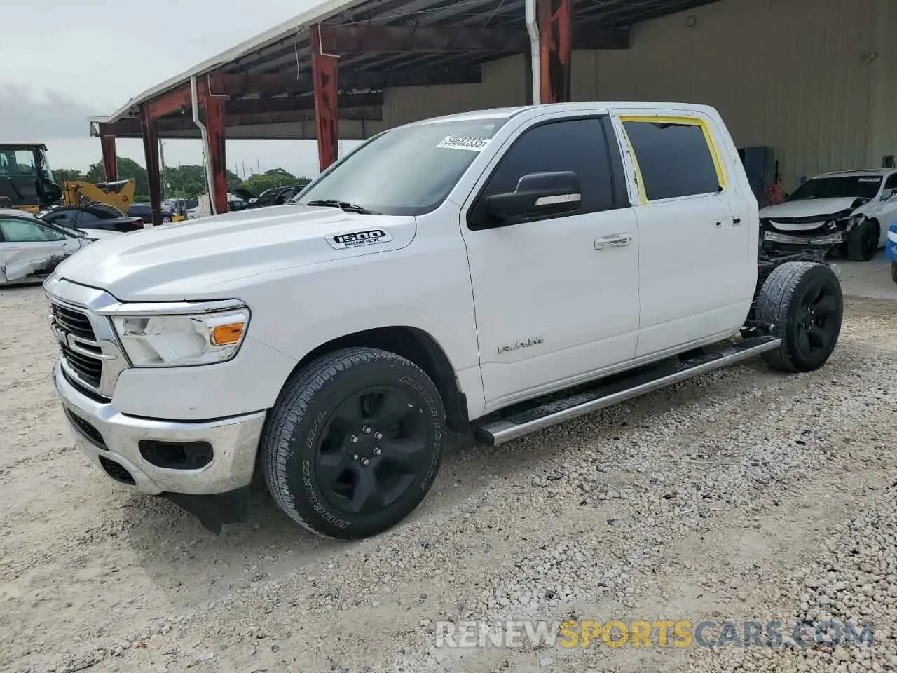 1 Photograph of a damaged car 1C6RREFT2KN757684 RAM 1500 2019