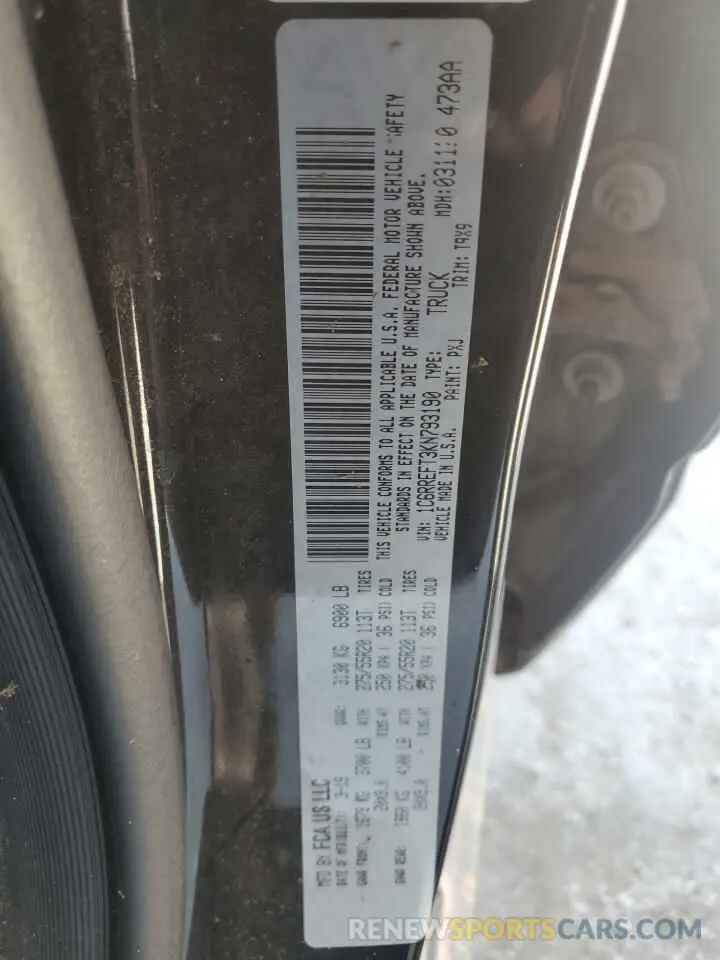 12 Photograph of a damaged car 1C6RREFT3KN793190 RAM 1500 2019