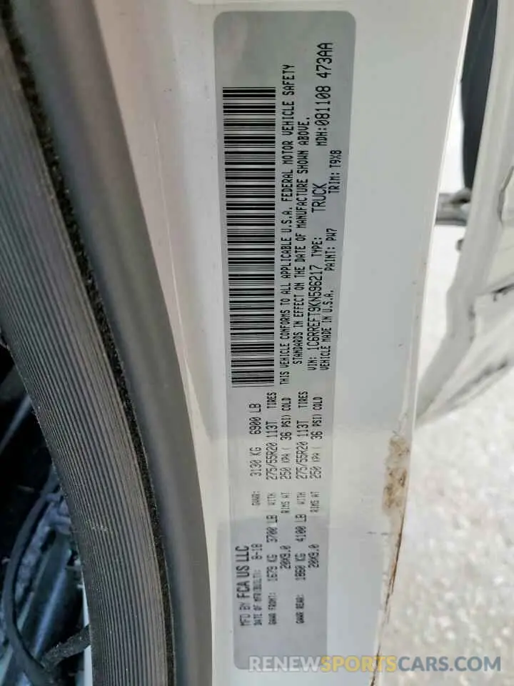 13 Photograph of a damaged car 1C6RREFT9KN596217 RAM 1500 2019