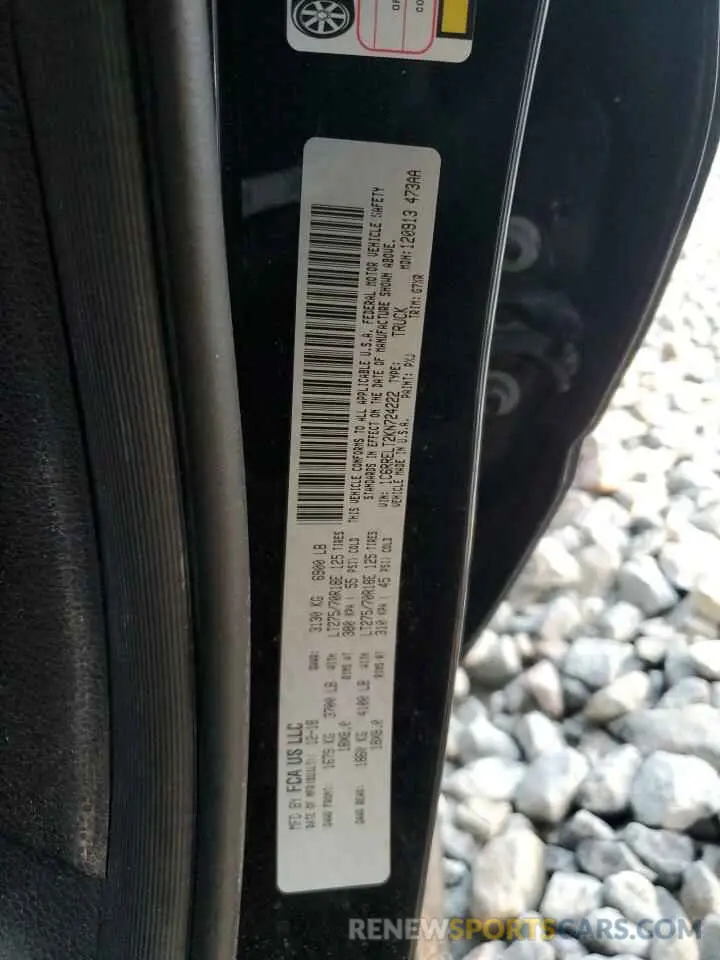 12 Photograph of a damaged car 1C6RRELT2KN724222 RAM 1500 2019