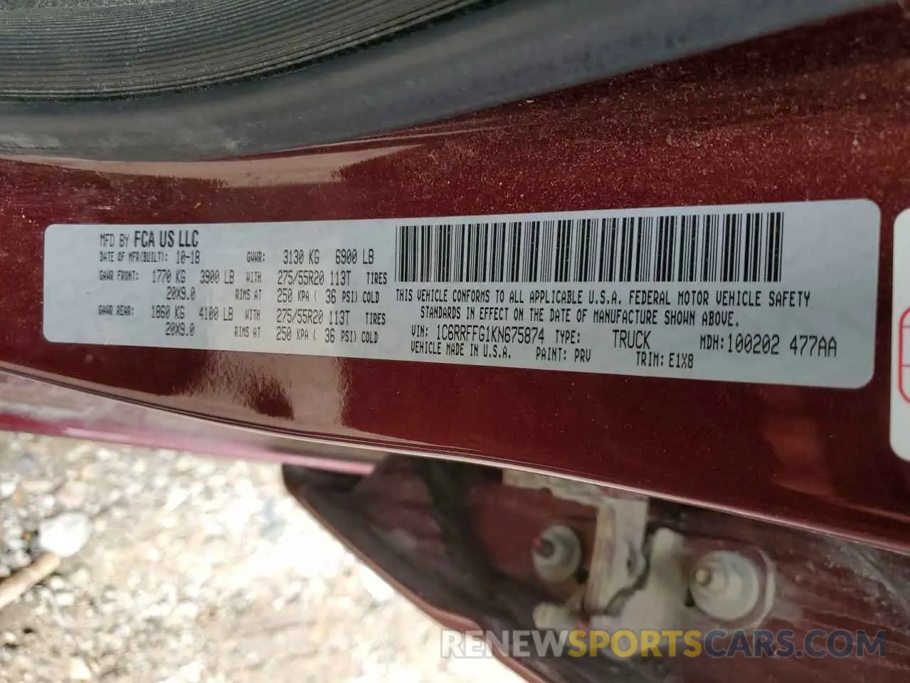 12 Photograph of a damaged car 1C6RRFFG1KN675874 RAM 1500 2019