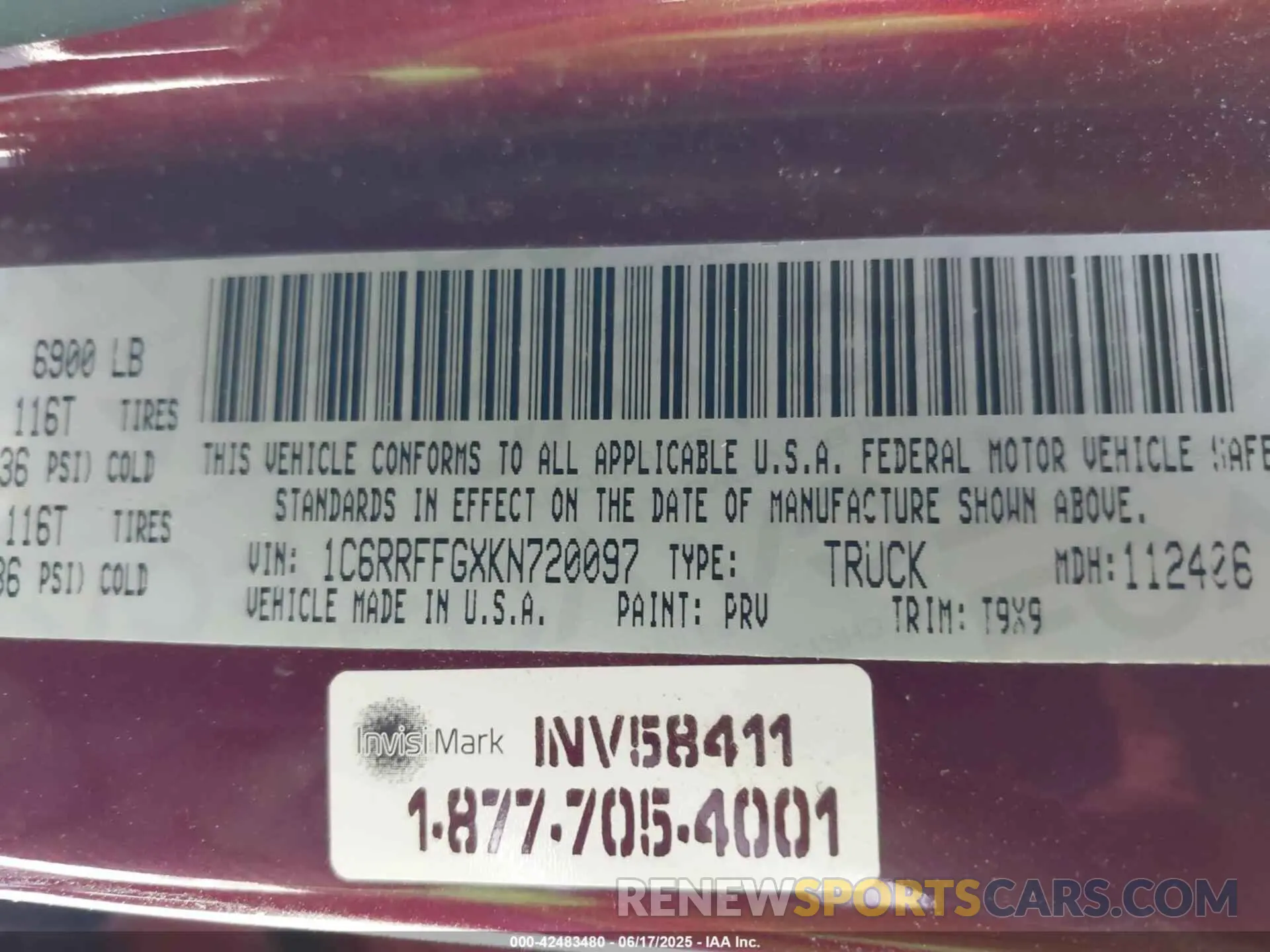 9 Photograph of a damaged car 1C6RRFFGXKN720097 RAM 1500 2019