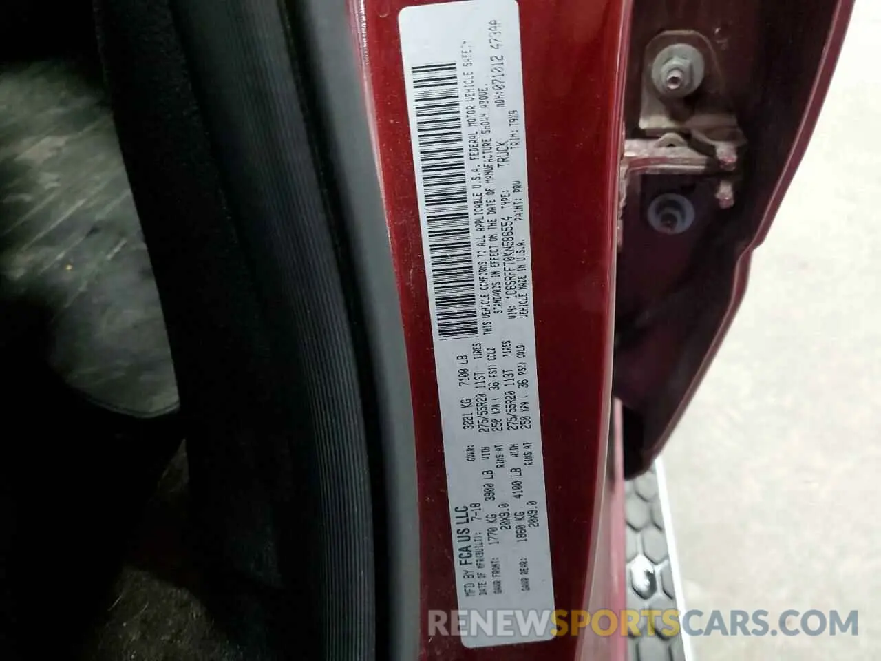 13 Photograph of a damaged car 1C6SRFFT0KN586554 RAM 1500 2019
