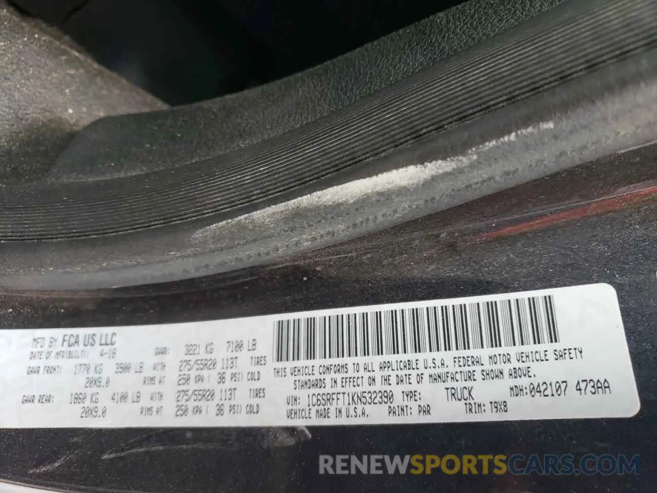 12 Photograph of a damaged car 1C6SRFFT1KN532390 RAM 1500 2019