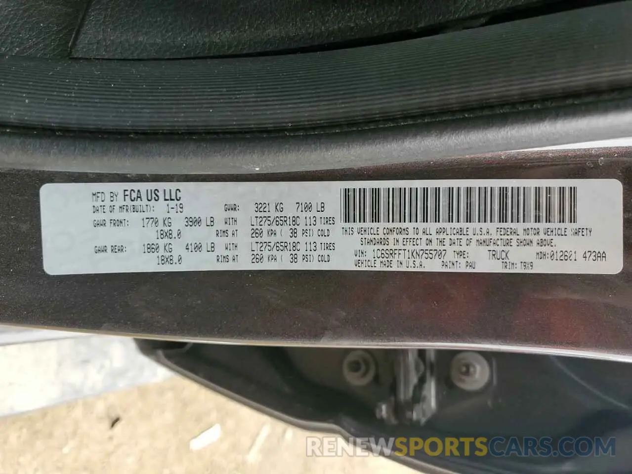 14 Photograph of a damaged car 1C6SRFFT1KN755707 RAM 1500 2019