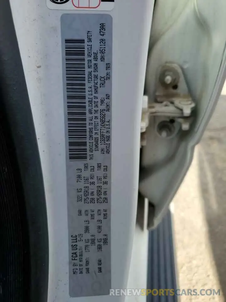 12 Photograph of a damaged car 1C6SRFFT1KN856276 RAM 1500 2019